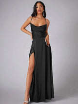 Satin-Abendkleid mit drapiertem Ausschnitt und Rückenausschnitt