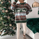 Weihnachts-Pullover Damen – Warmer Strickpullover mit Wintermotiv