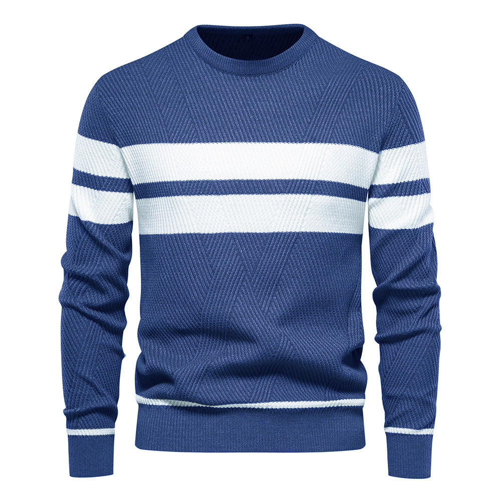 Men's striped sweater – Modern round neck knit sweater