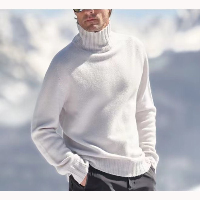 Herrenpullover mit Stehkragen, Rippstrick und bequemer Passform