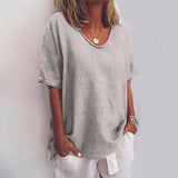 Blouse Confortable et Aérée à Col V pour Femmes