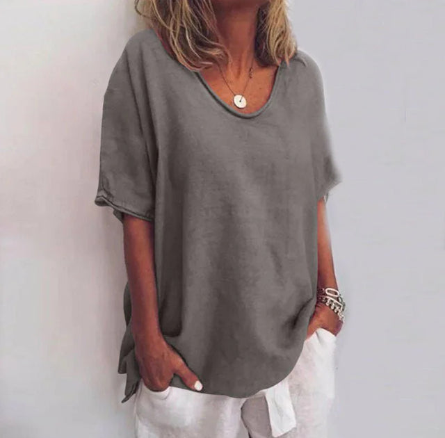 Blouse Confortable et Aérée à Col V pour Femmes