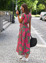 Maxikleid Boho Wickelkleid mit Trendigem Print