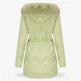 Damen Wintermantel – Elegante und warme Jacke mit Pelzkragen und Kapuze