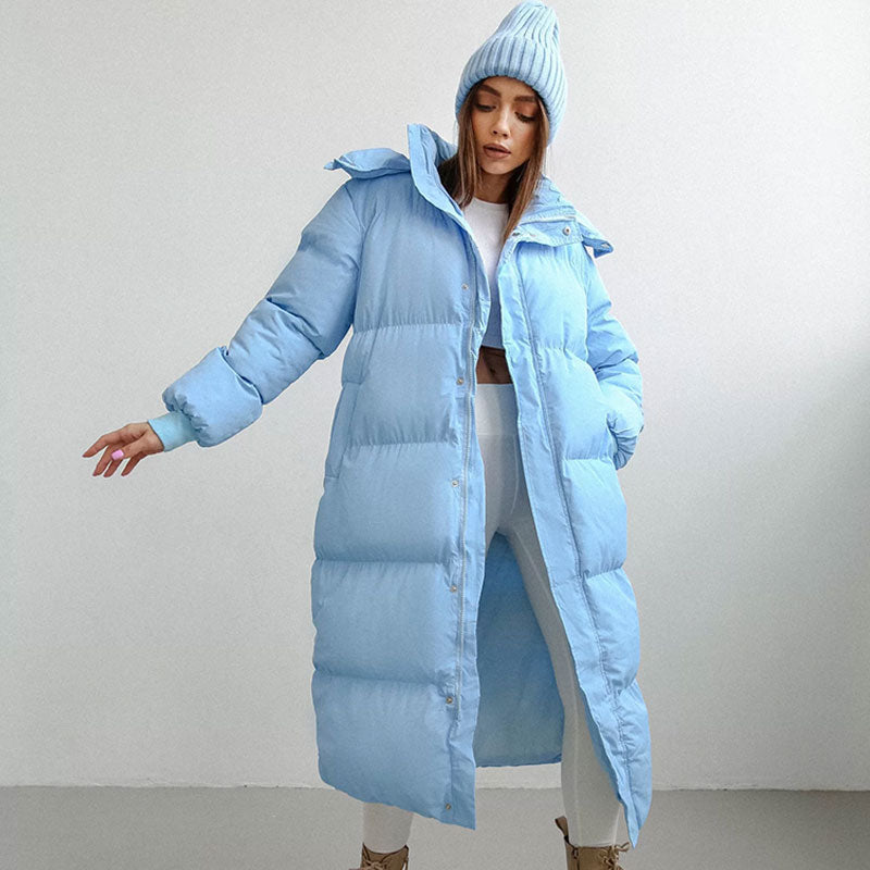 Langer Wintermantel für Damen mit Kapuze – Warm, Winddicht und Modisch