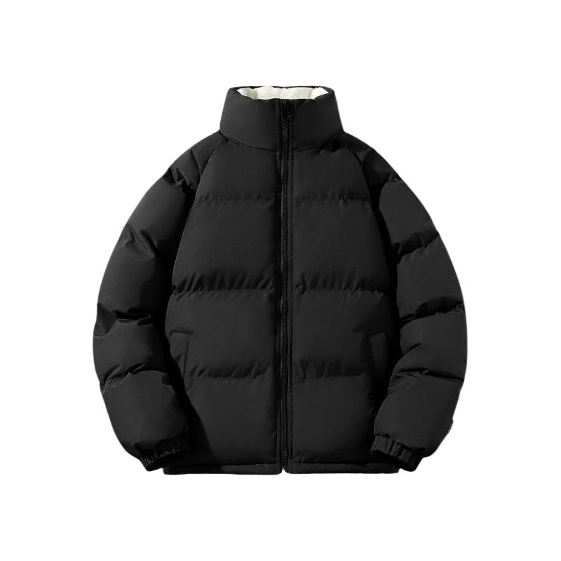 Men's Winter Coat with Fleece Lining – Warm Quilted Jacket with Stand-up Collar