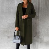 Manteau d'automne élégant pour femmes à double boutonnage en mélange de laine