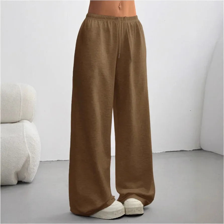 Damen-Freizeithose – Bequeme Hose mit weitem Bein und elastischem Bund