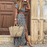 Elegantes Boho Maxikleid mit V-Ausschnitt und Gürtel