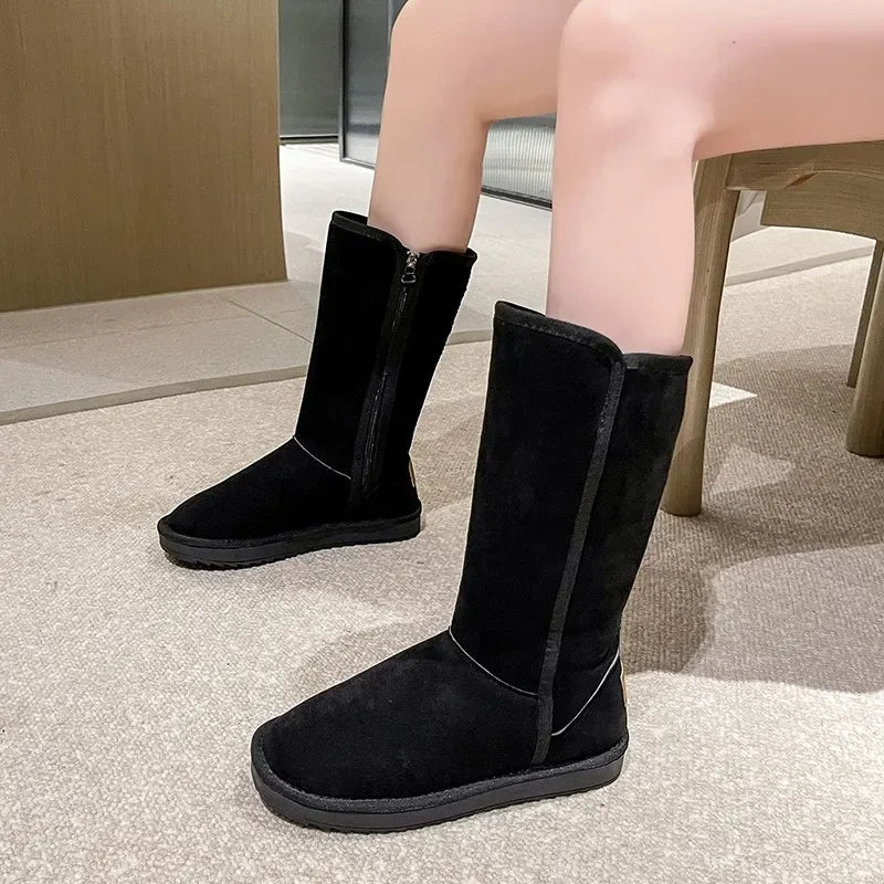 Hohe Winterstiefel Damen – Lange Warme Stiefel mit Weichem Futter
