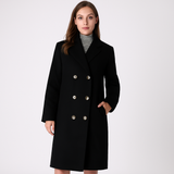 Damen langer Mantel mit doppelter Knopfleiste – elegant & zeitlos