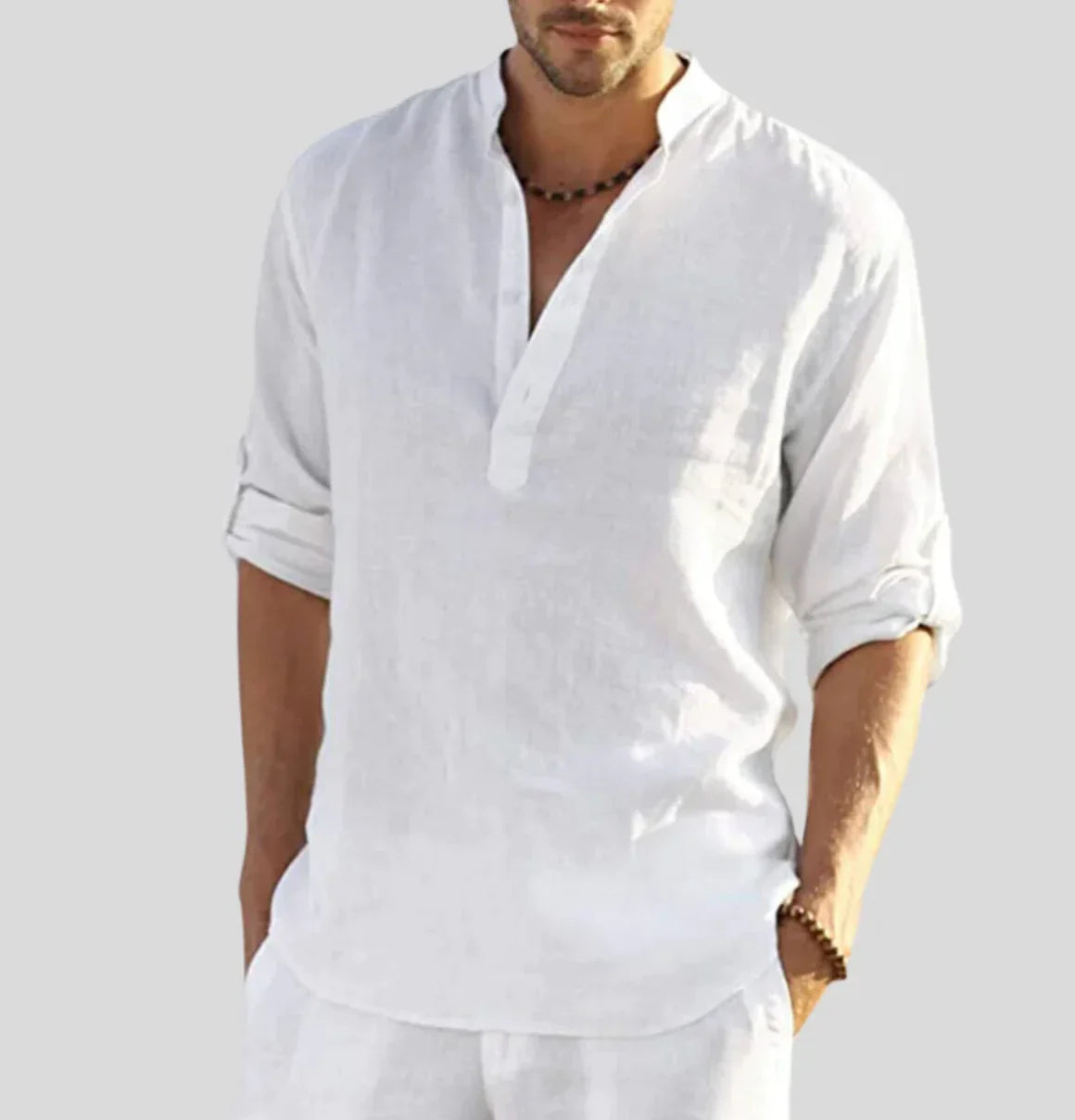 Chemise Élégante en Lin pour Homme avec Col