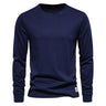 T-shirt à manches longues pour hommes en coton respirant avec col rond