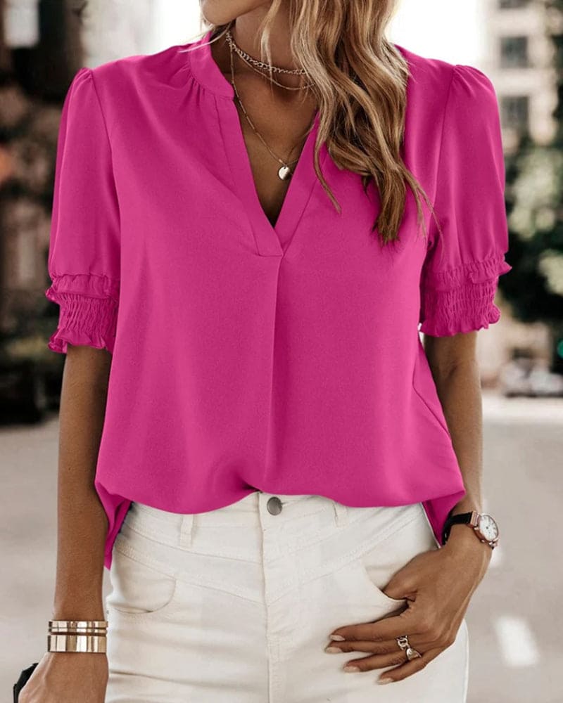Blouse à col en V pour femmes - Confortable et élégante