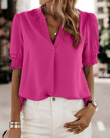 Blouse à col en V pour femmes - Confortable et élégante