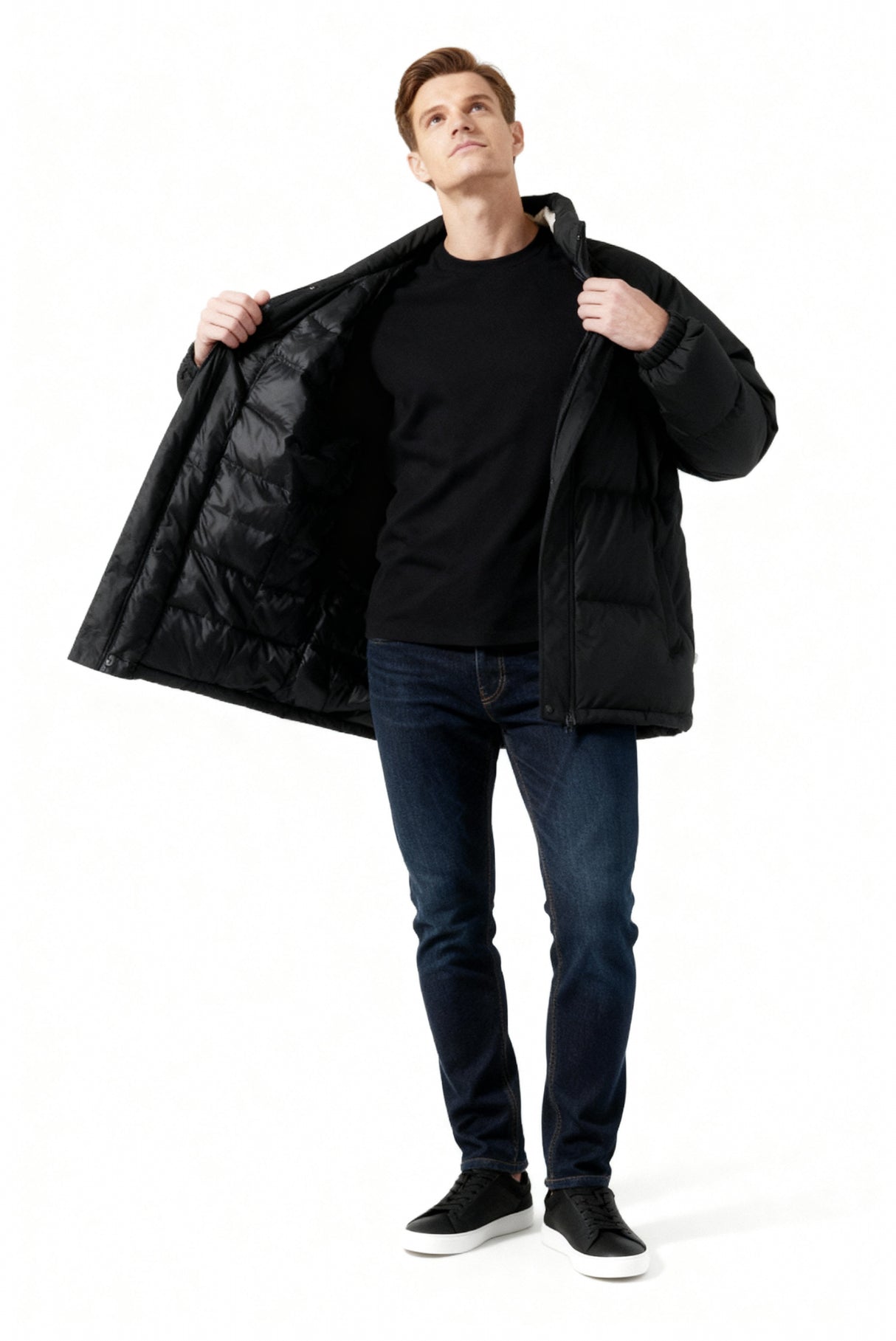 Gepolsterte Herren-Winterjacke – Warmer Mantel mit Stehkragen und Futter