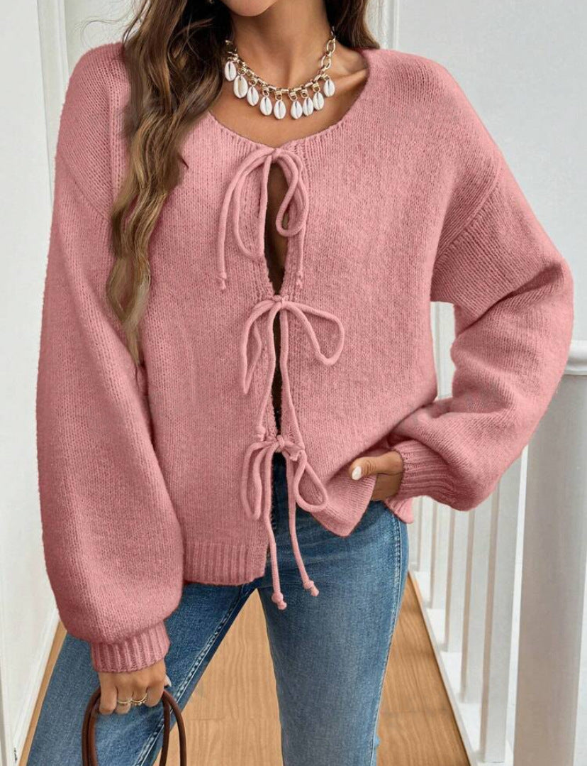 Cardigan aus Acryl mit Knoten vorne