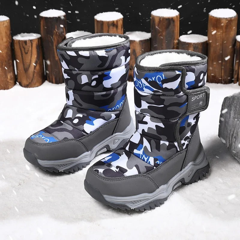 Winterstiefel für Kinder – Warme Schneestiefel mit Camouflage und rutschfester Sohle