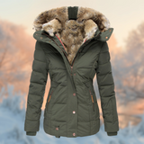 Damen Wintermantel – Warme Jacke mit luxuriösem Pelzkragen und Kapuze