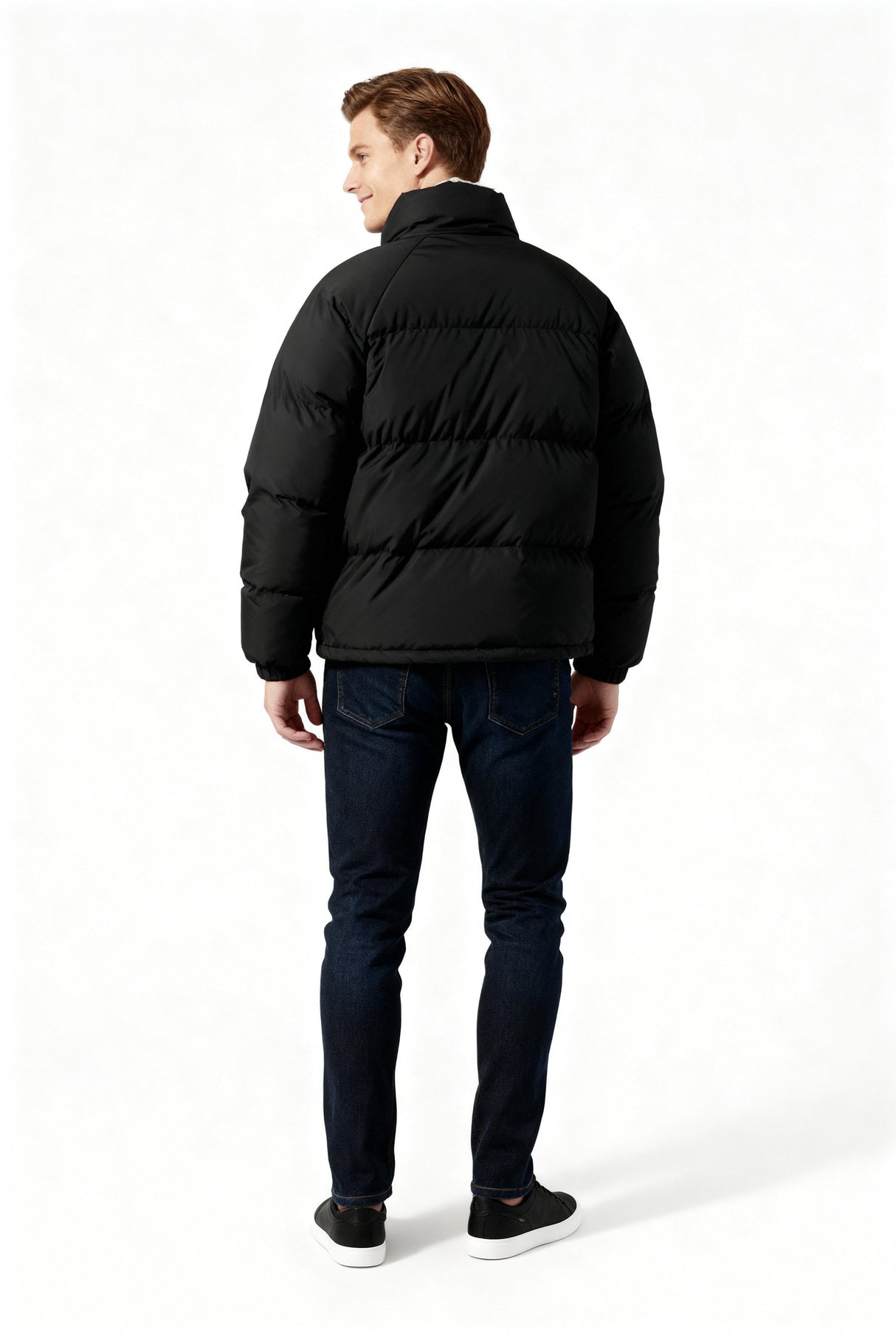 Gepolsterte Herren-Winterjacke – Warmer Mantel mit Stehkragen und Futter