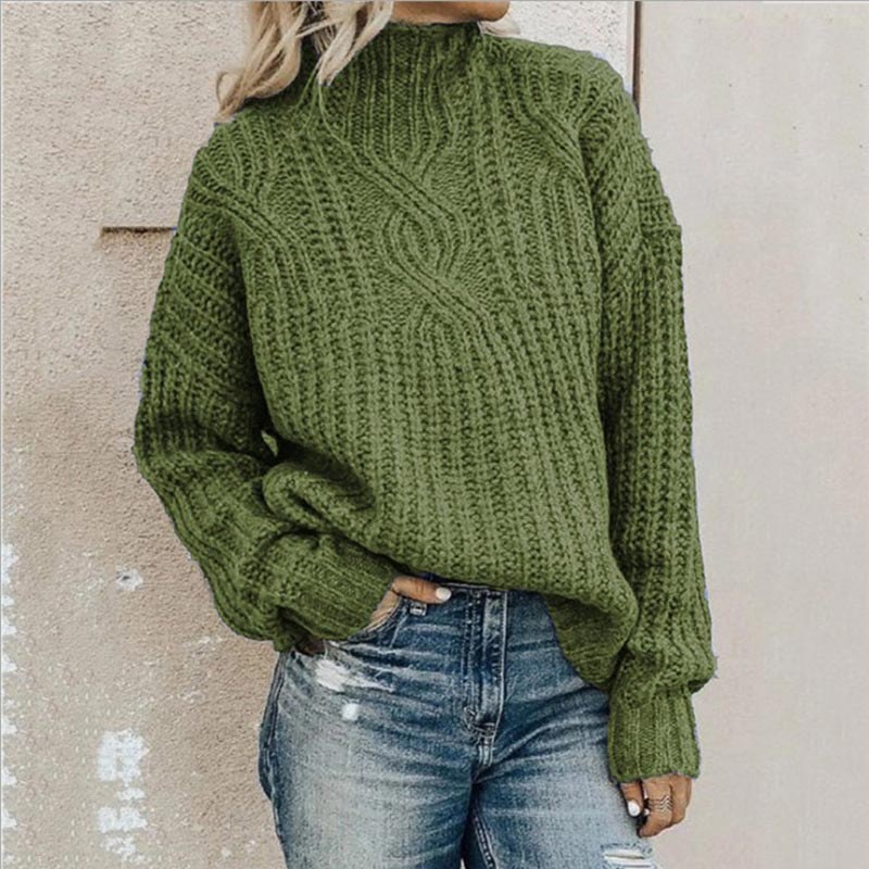 Damenpullover mit Stehkragen und elegantem Muster