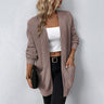 Damenstrickweste – Langer offener Cardigan mit Taschen