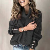 Pull Col Roulé Léger Femme avec Détails Élégants