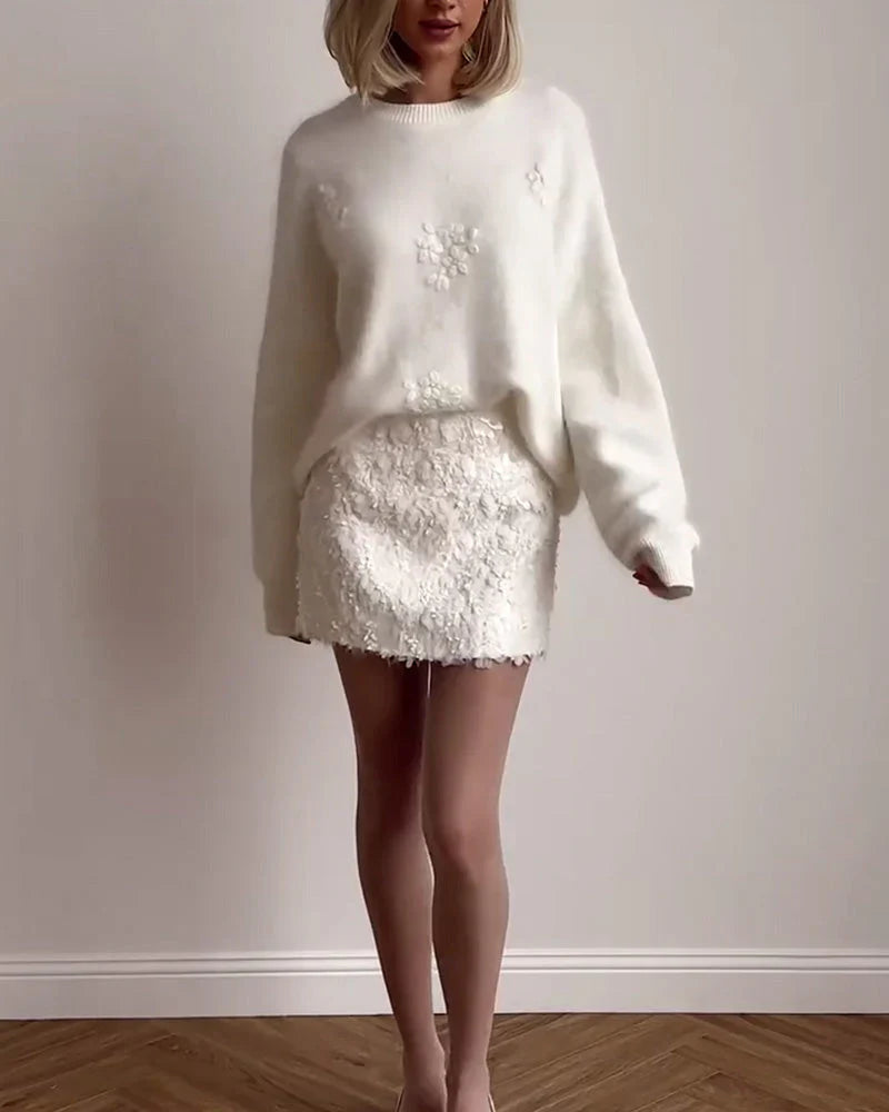 Pull Femme Élégant à Fleurs