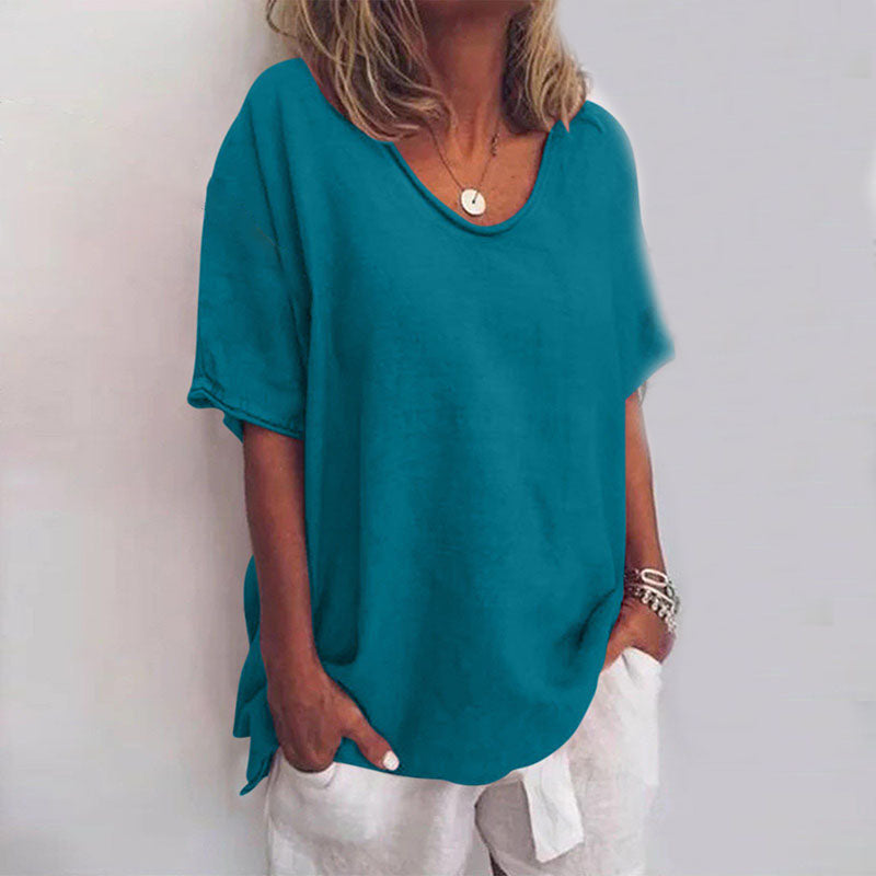 Blouse Confortable et Aérée à Col V pour Femmes