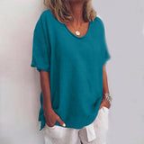 Blouse Confortable et Aérée à Col V pour Femmes