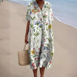 Robe d'Été Femme Imprimé Fleuri Col V Confortable