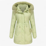 Damen Wintermantel – Elegante und warme Jacke mit Pelzkragen und Kapuze