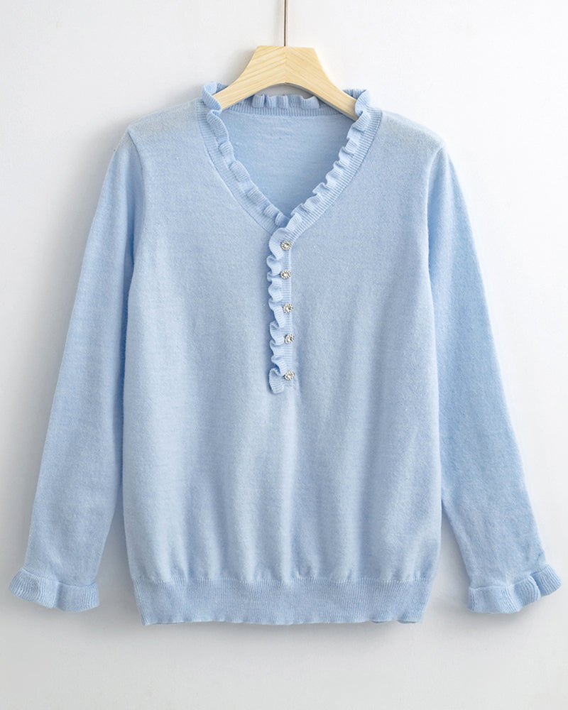 Eleganter Strickpullover mit Knöpfen und Komfort