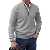Luxury men's pullover with quarter zip and stand-up collar – elegant and comfortable