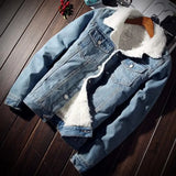 Men's winter denim jacket – Warm sherpa style coat