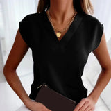 Top Élégant Femme Col V Sans Manches Blouse