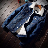 Men's winter denim jacket – Warm sherpa style coat