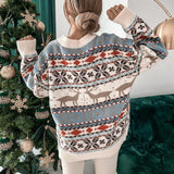 Weihnachts-Pullover Damen – Warmer Strickpullover mit Wintermotiv