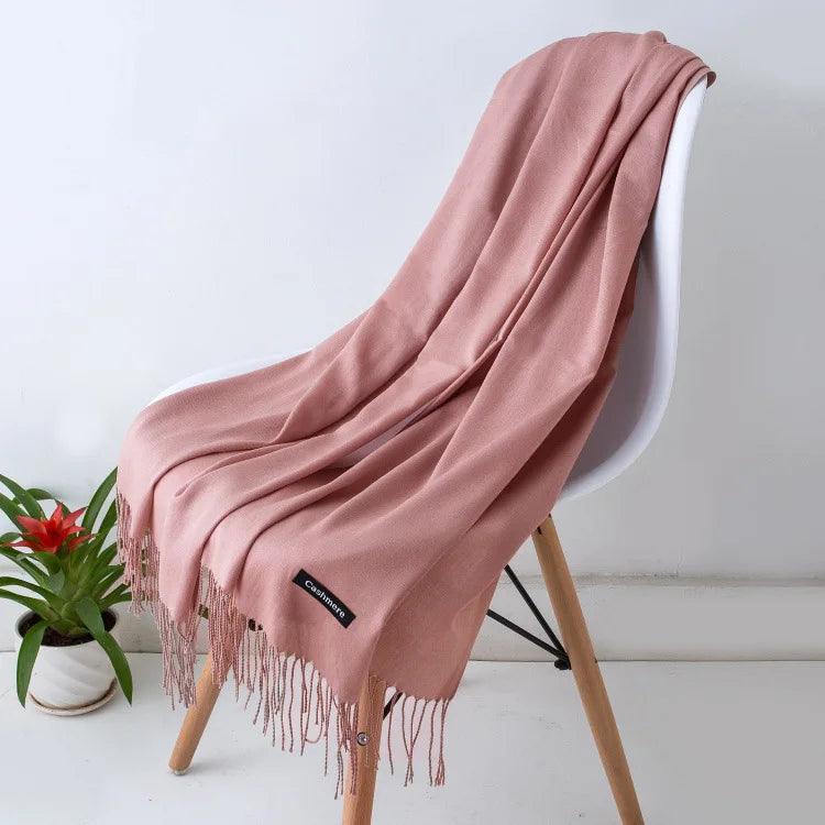 Eleganter Damenschal – Weicher Winterschal mit Fransen