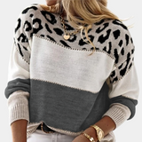 Pull Femme Tendance à Imprimé Léopard et Coupe Oversize