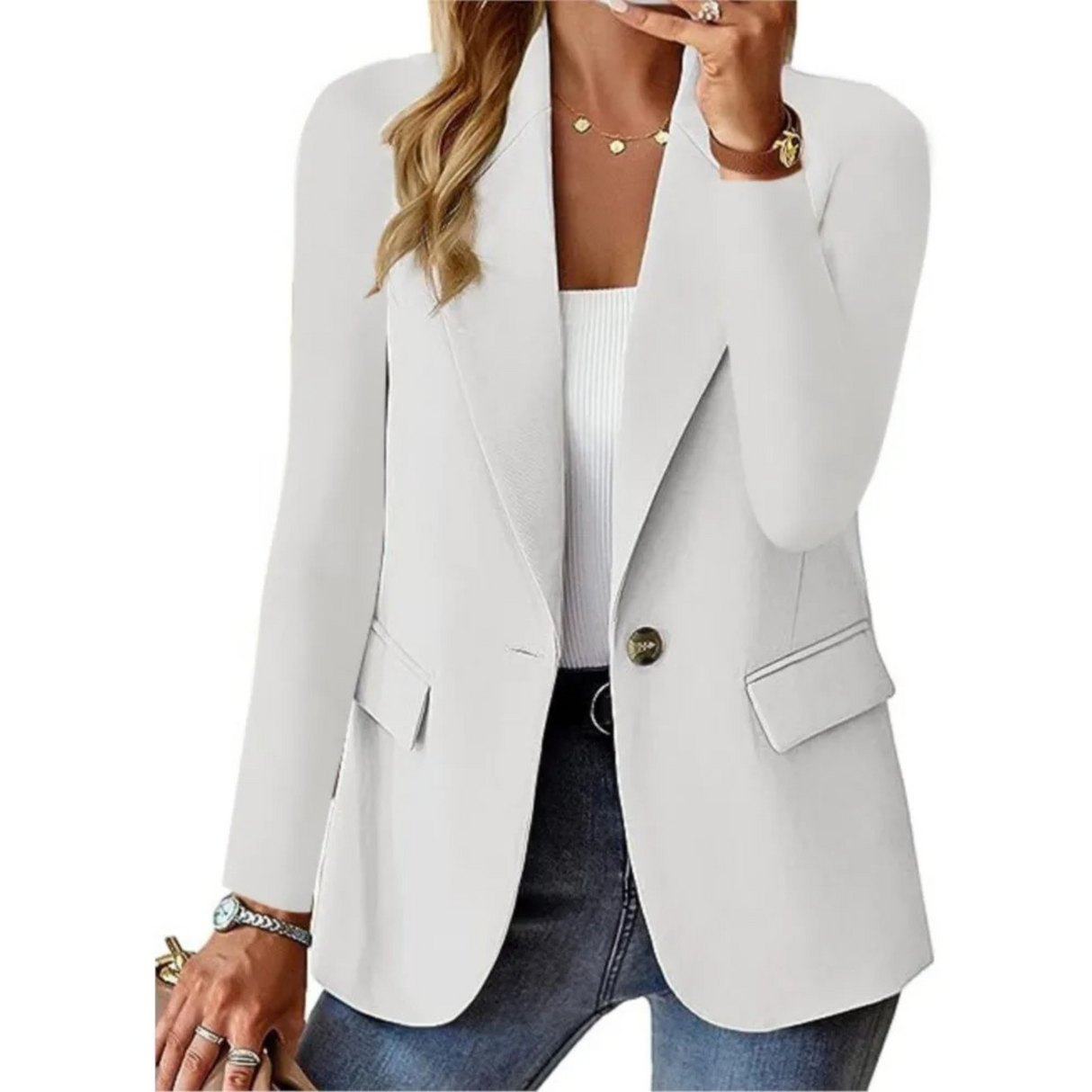 Eleganter Damenblazer mit langen Ärmeln und tailliertem Schnitt