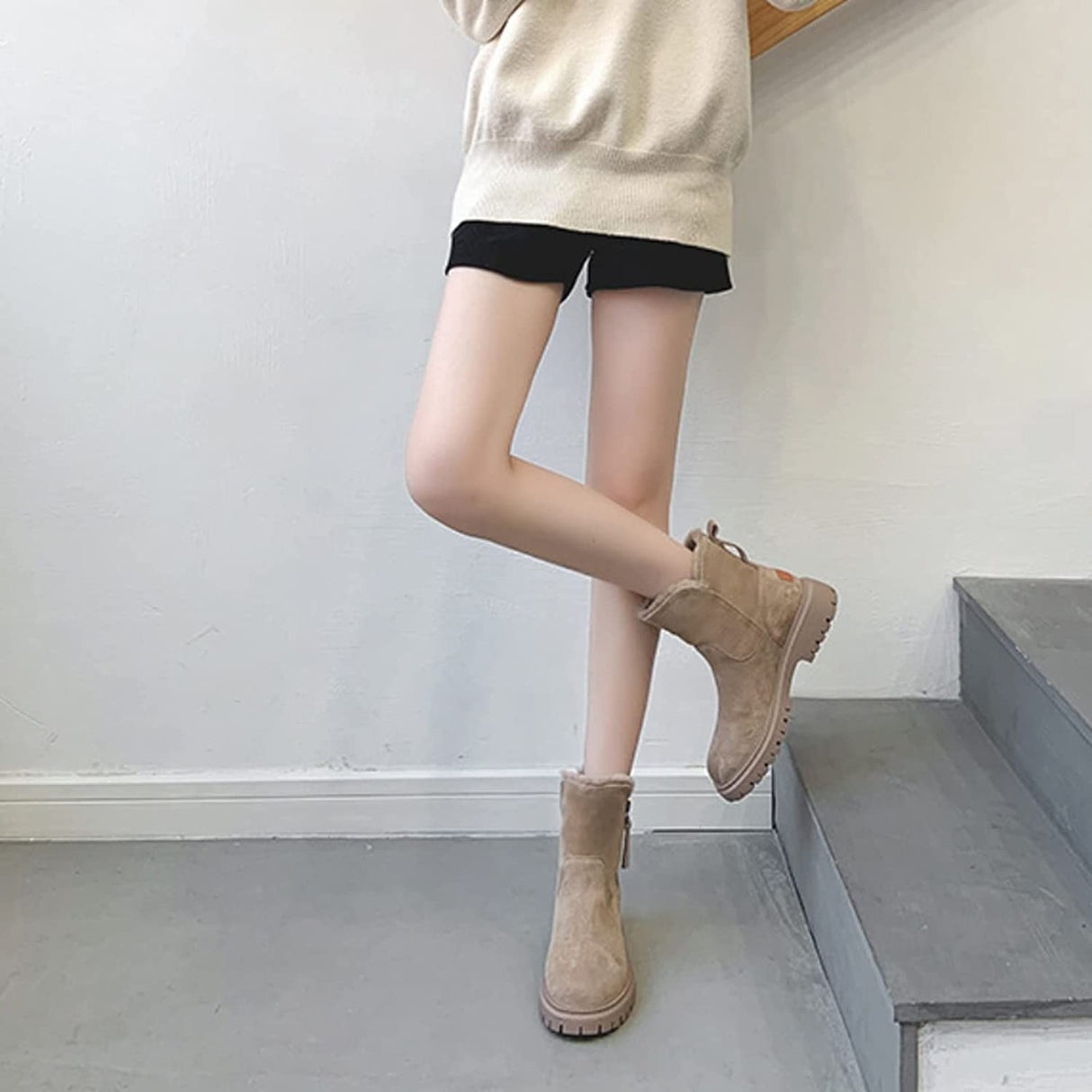 Warm Winter Boots for Women – Comfortable Ankle Boots with Zipper and Non-Slip Sole