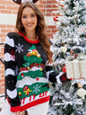 Pull de Noël Femme – Pull d’Hiver Coloré avec Motif Sapin de Noël