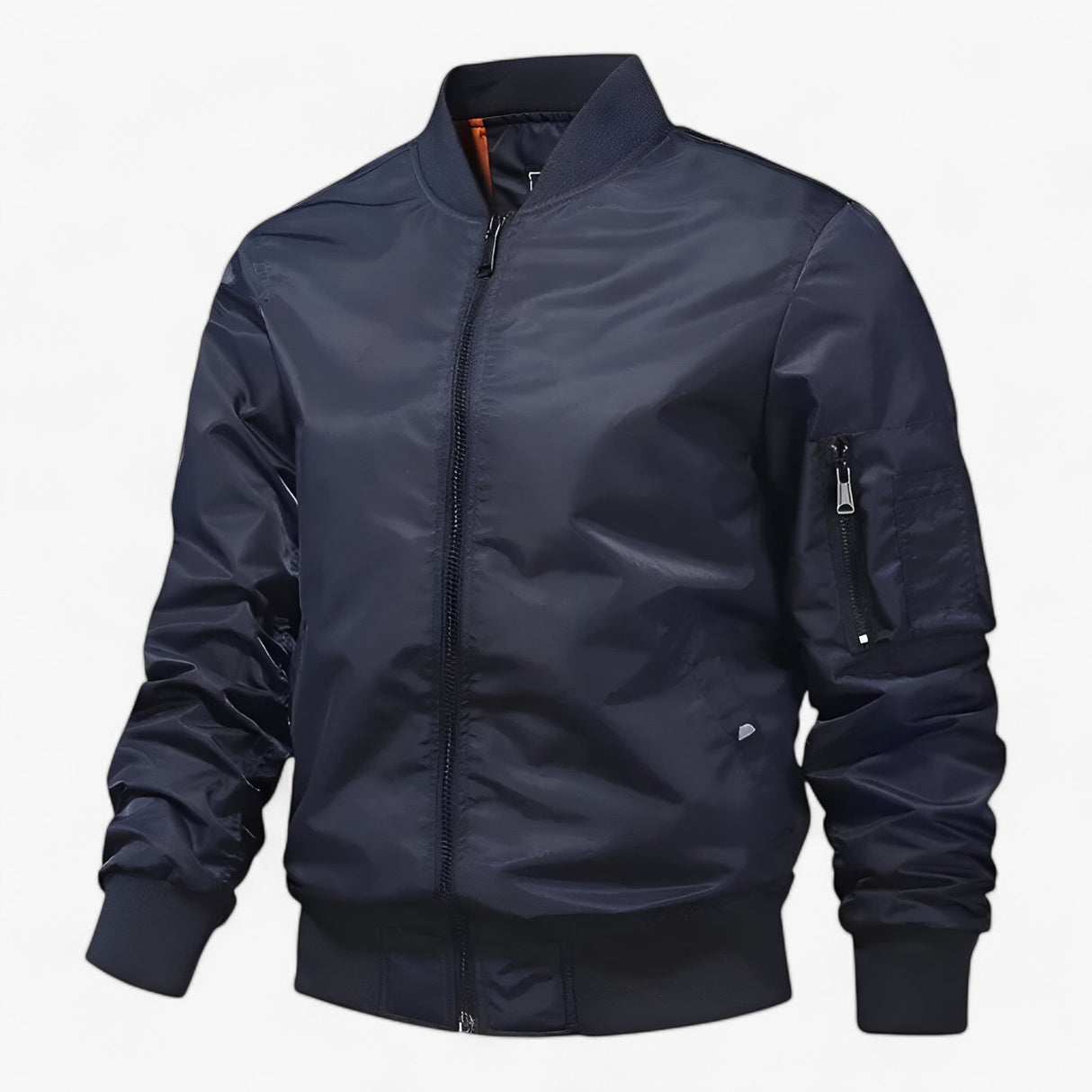 Herren Bomberjacke – Elegante glänzende Jacke mit Reißverschluss und Taschen