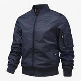 Herren Bomberjacke – Elegante glänzende Jacke mit Reißverschluss und Taschen