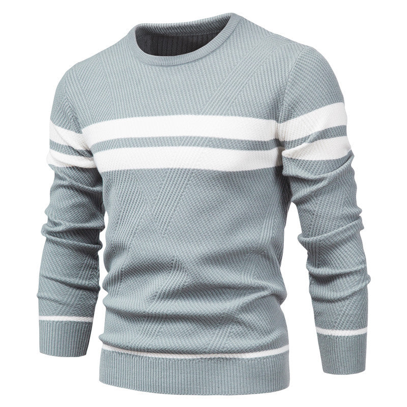 Men's striped sweater – Modern round neck knit sweater