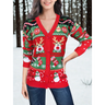 Women's Christmas Cardigan – V-Neck Sweater with Festive Winter Pattern