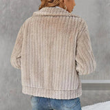 Teddyjacke Damen – Weicher Fleece-Mantel mit Reißverschluss und Kragen