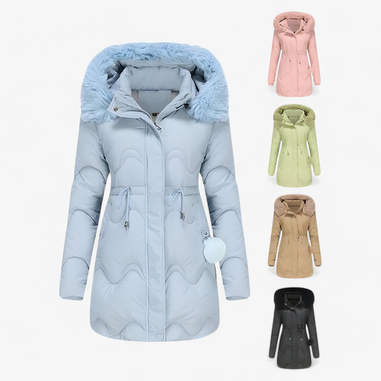 Damen Wintermantel – Elegante und warme Jacke mit Pelzkragen und Kapuze