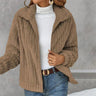 Teddyjacke Damen – Weicher Fleece-Mantel mit Reißverschluss und Kragen